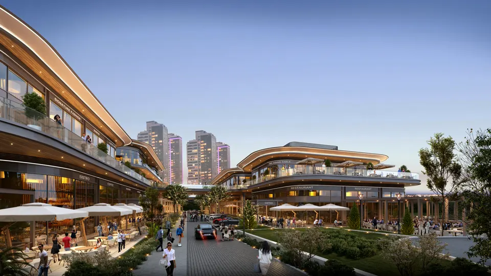Gün batımı avlu ve teras — Semt Beytepe render