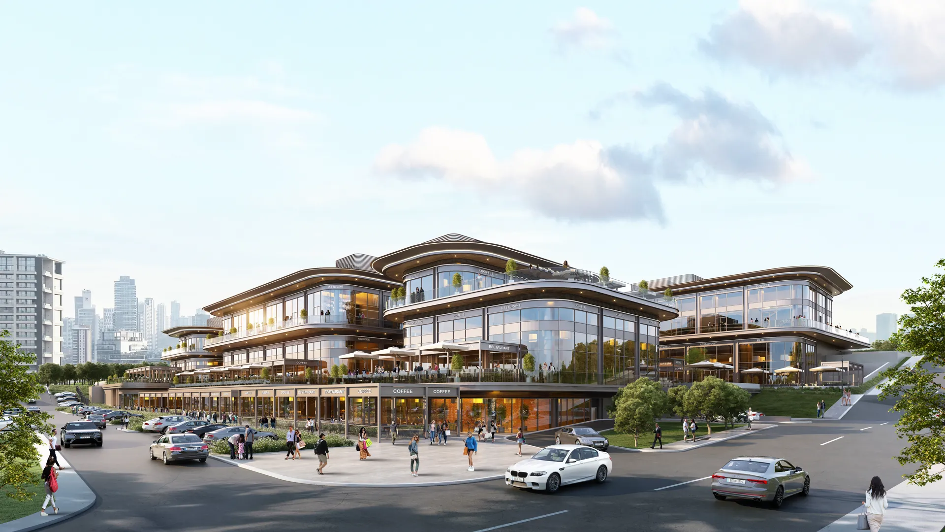 Yoldan render, araçlar ve cephe — Semt Beytepe teknik